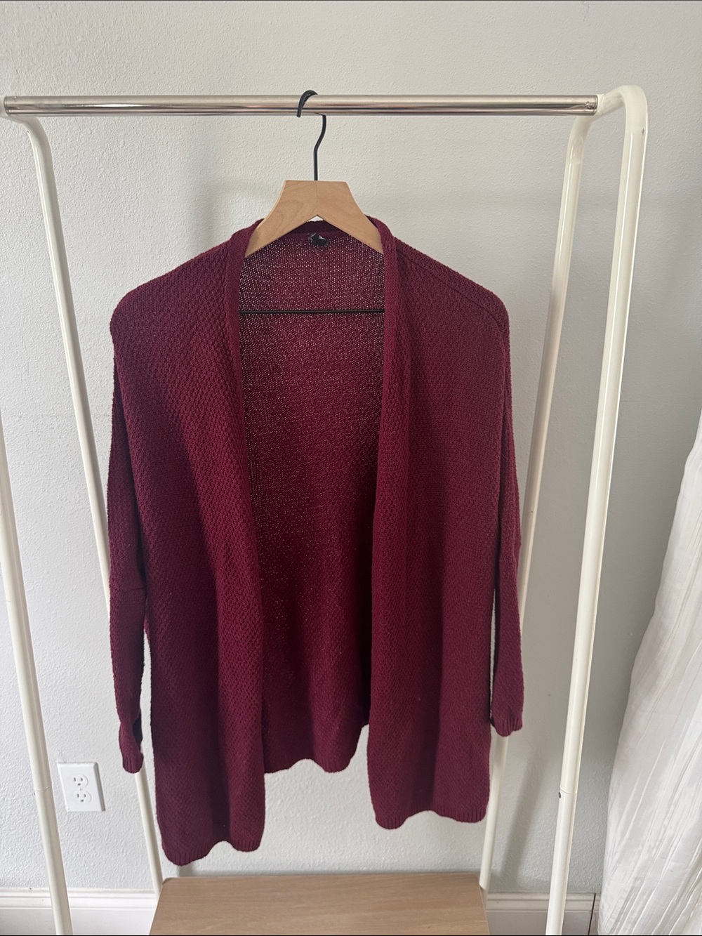 Windsor Open-Front Burgundy Draped Cardigan